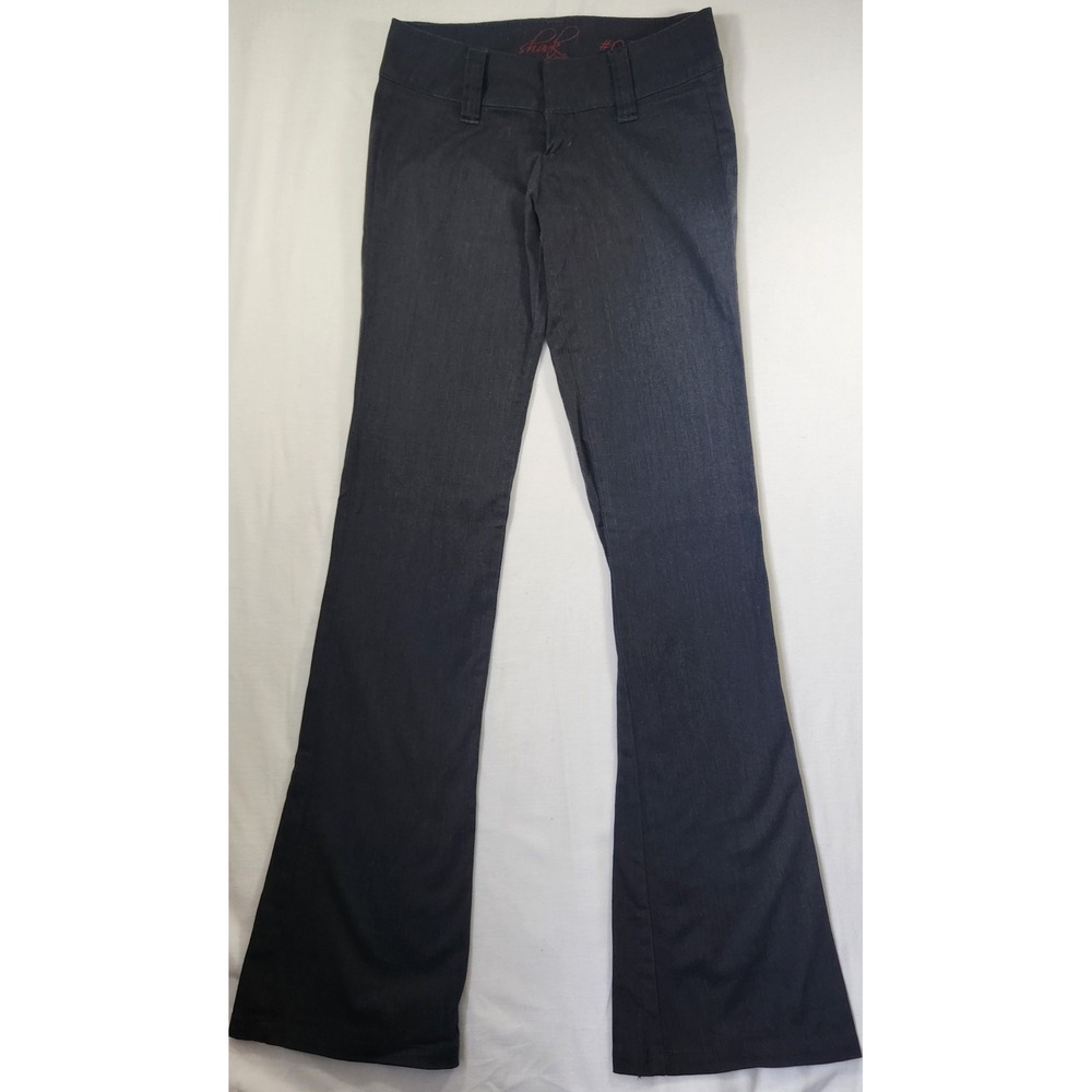 Shank Jeans #020 Womens Flare Leg‎ Low Rise Pants Charcoal Grey Y2K Style